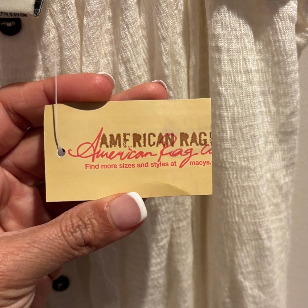 American Rag Cream Ruffle Button-Front Blouse - Picture 7 of 7